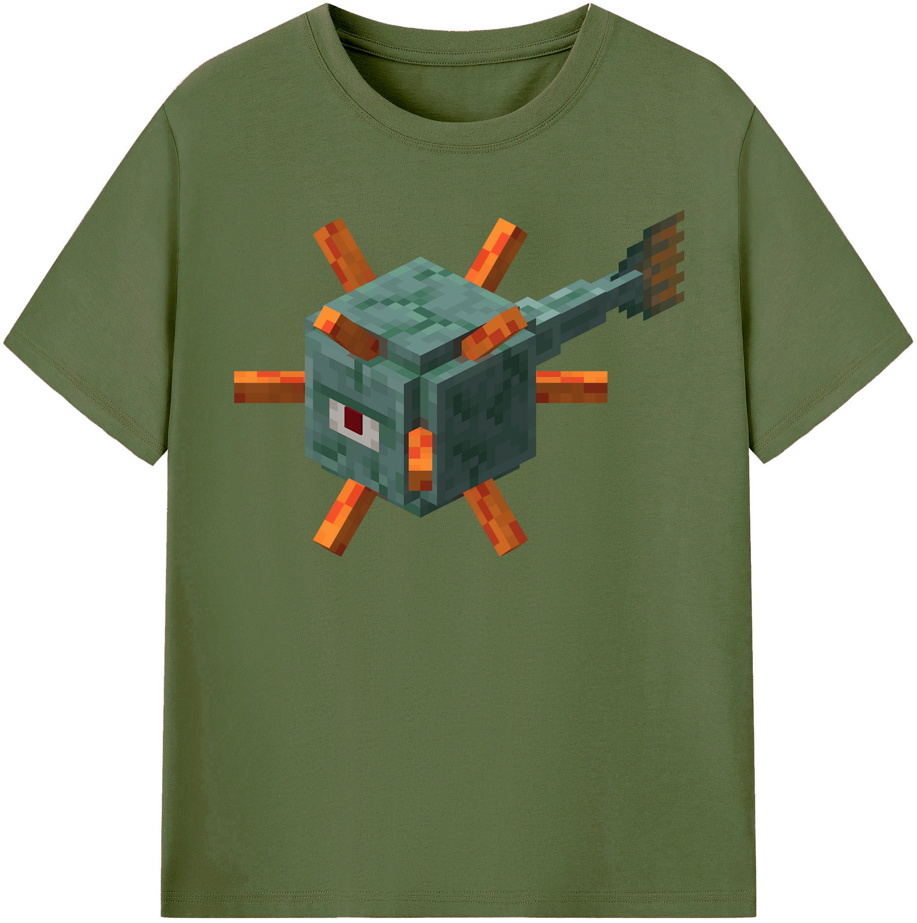 （画像用） マインクラフト ブロックの世界 Minecraft MC Block world 綿100％半袖Tシャツ（フロントプリント）